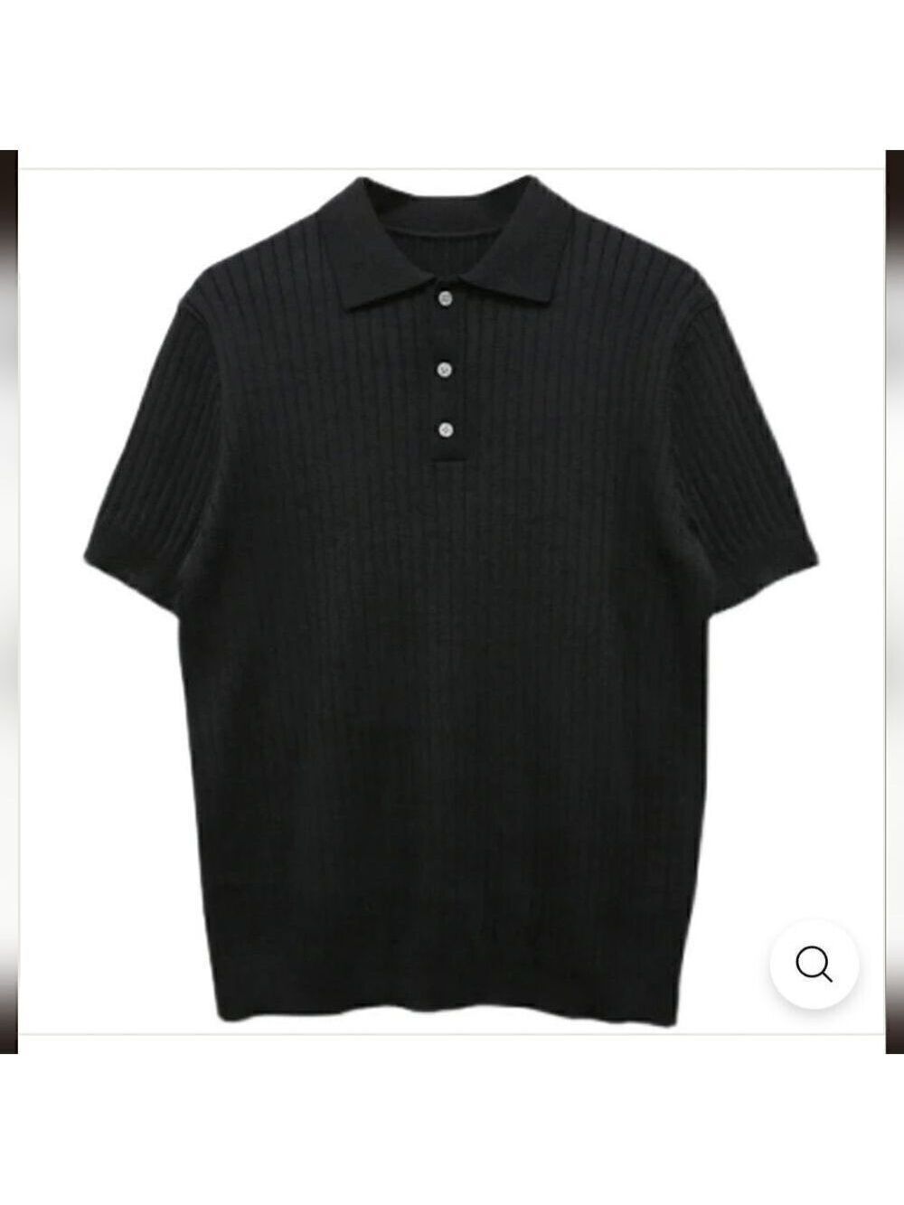 1830 NWT BLACK VERTICAL KNITTED SHORT SLEEVE COLLAR SHIRT Size Medium